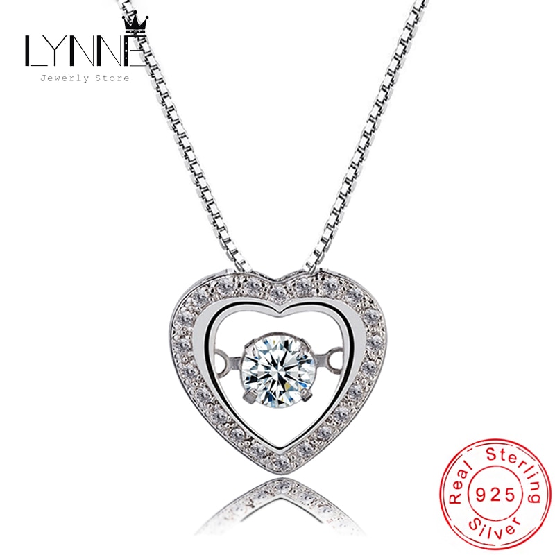 Colgante de Plata de Ley 925 con forma de corazón para mujer, collar con diamantes de imitación, con cierre de amor, Circonia cúbica, zirconia, circonita, zirconita, de joyería