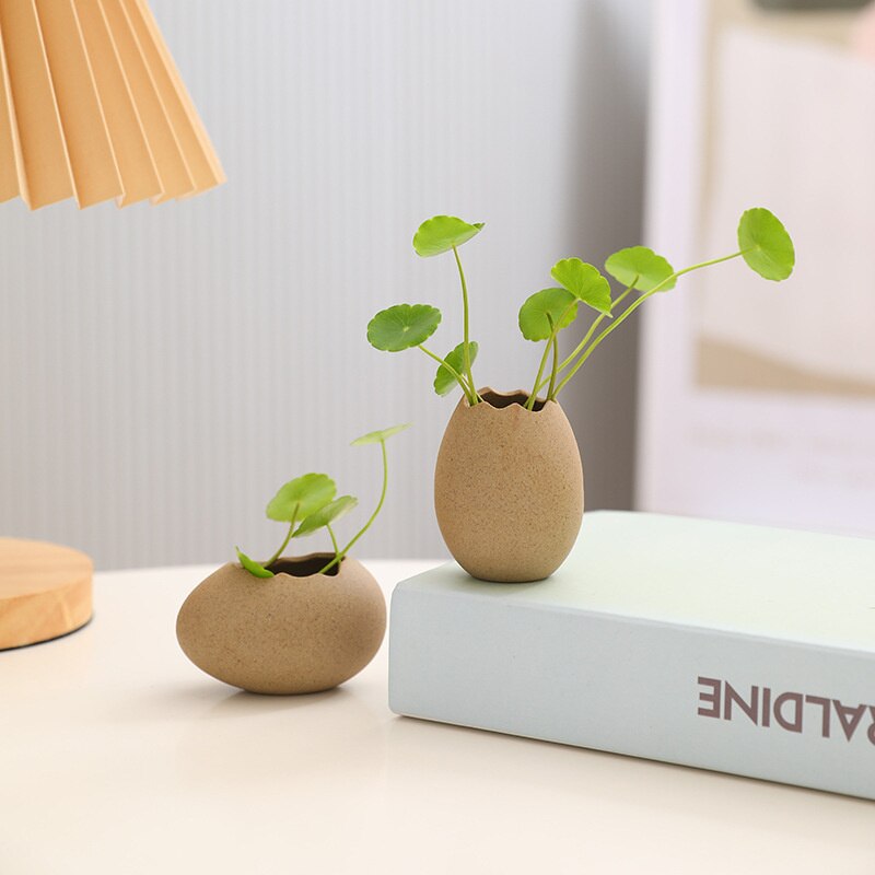 Moderne Eenvoudige Keramische Ambachten Persoonlijkheid Creatieve Dessert Kom Hydrocultuur Ei Shell Struisvogel Ei Vaas Woondecoratie