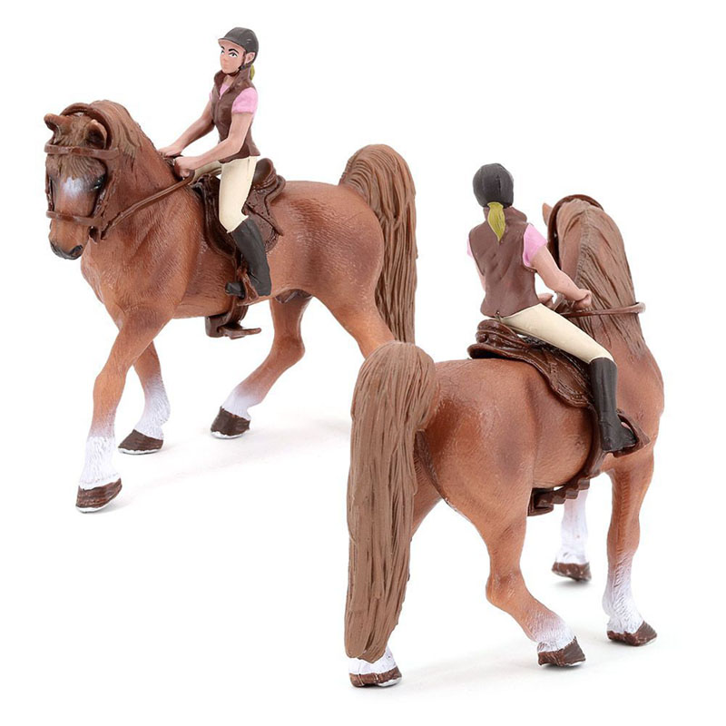 Última granja realista la valla Animal caballo jinete modelo Appaloosa Hannover caballo figuras de acción juguetes educativos para niños