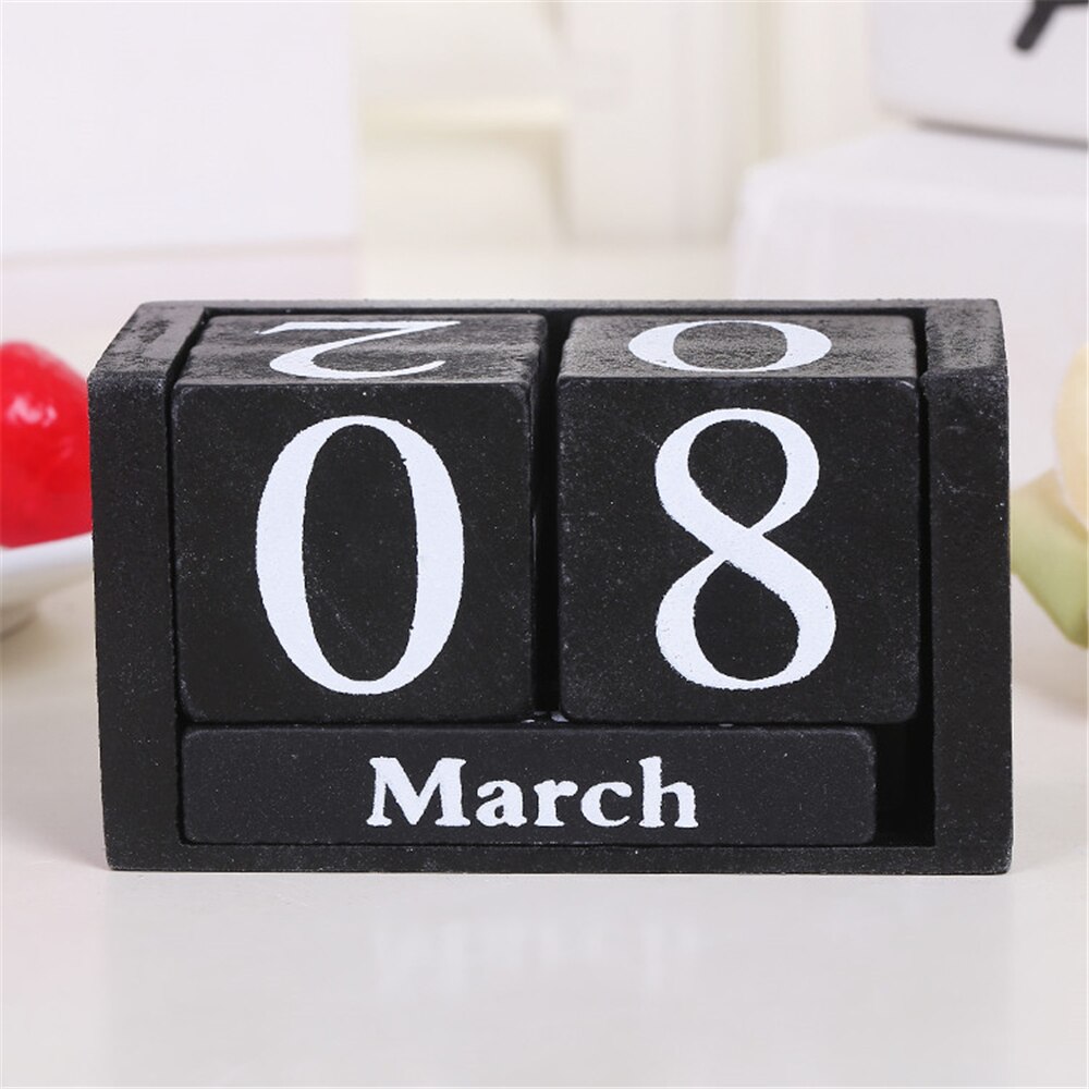 1pc vintage trä advent bord skrivbord kalender trä block planer permanent skrivbord arrangör agenda evig kalender heminredning