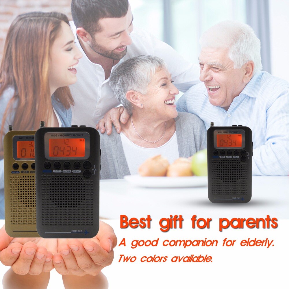 JINSERTA Aircraft Full Band Radio VHF Receiver Portable Radio FM/AM/SW/CB World Band Stereo Recorder with Alarm Clock LCD Screen