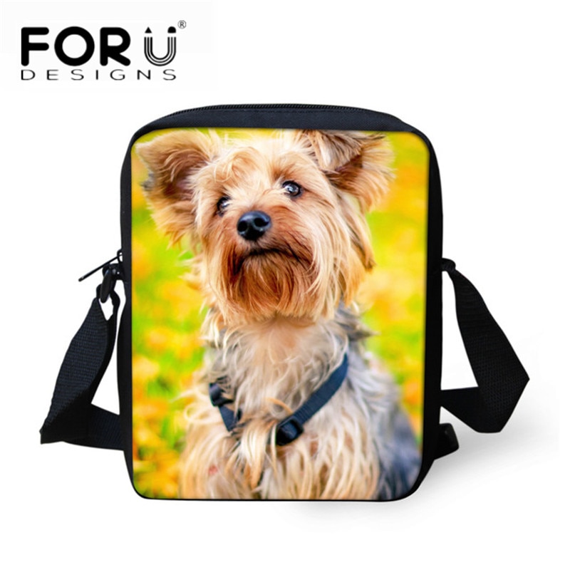 FORUDESIGNS Yorkshire Messenger Bags Nette Hunde Drucken kreuzkörper Beutel für Kinder Mädchen Schule Mini Casual Schulter Buch Klappe taschen