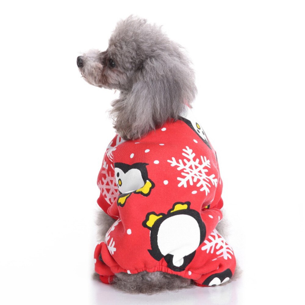 Kerst Vier Voeten Huisdier Pyjama Warme Kleding Huisdier Benodigdheden Voor Puppy Hond (Kerst Pinguïn, Maat S)