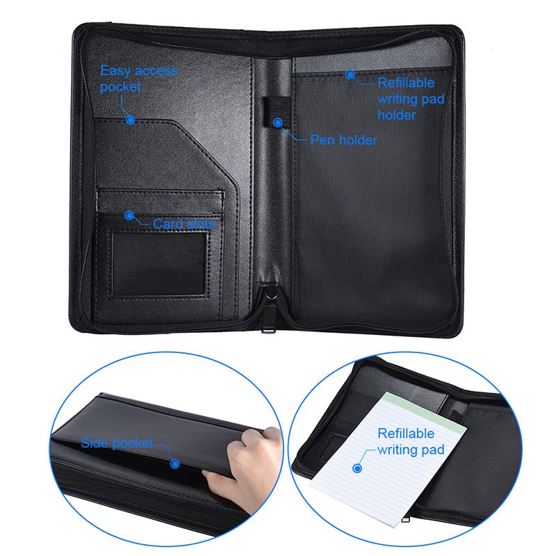 A5 Porte-Documents Portefeuille D'activités D'écriture Support Pour Ipad Dossier Porte-Documents Organisateur A5 PU EN CUIR POUR Entreprise