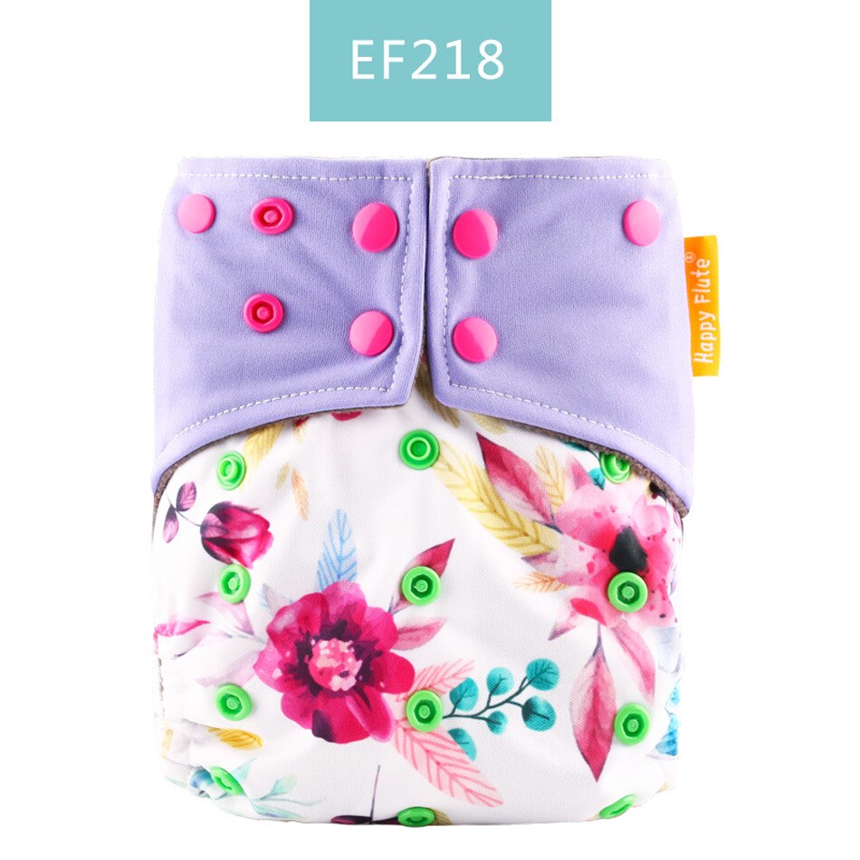 Happy Flute Organic Bamboo Cotton Night Use AIO Cloth Diaper Heavy Wetter Over Night Baby Diapers Fit 3-15kg Baby Two start: Smt022-ef218
