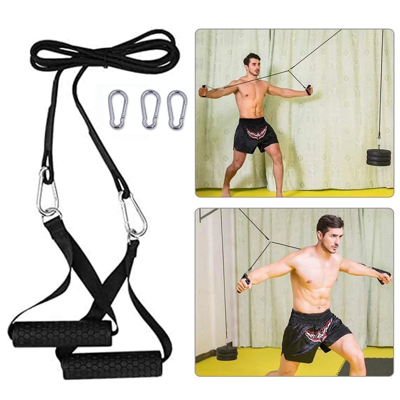 DIY Pulley Rope Exercise Handles Grips Heavy-duty Cable Pulley Handles Training Strap Fitness Exerciser Workout Belt
