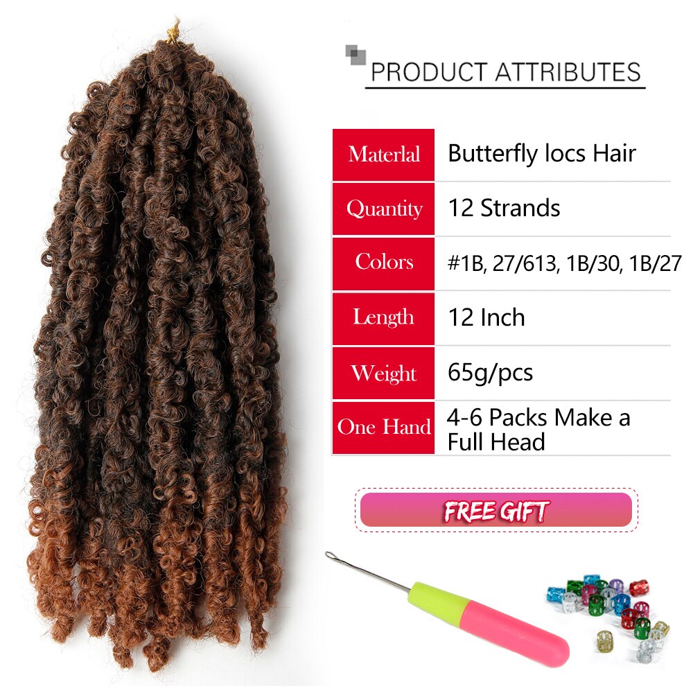 Butterfly Locs Crochet Hair Synthetic Short Distressed Faux Locs Crochet Braids Hair Goddess Pre Looped Bob Locs Pre-Twist Braid