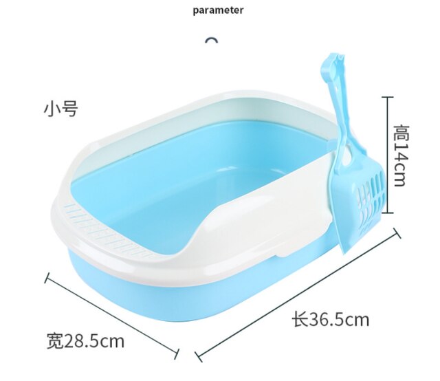 Caja de arena para perros y gatos, inodoro antisalpicaduras de peluche con pala, caja de arena para cachorros, Arenero de Interior para el hogar: Small  Blue