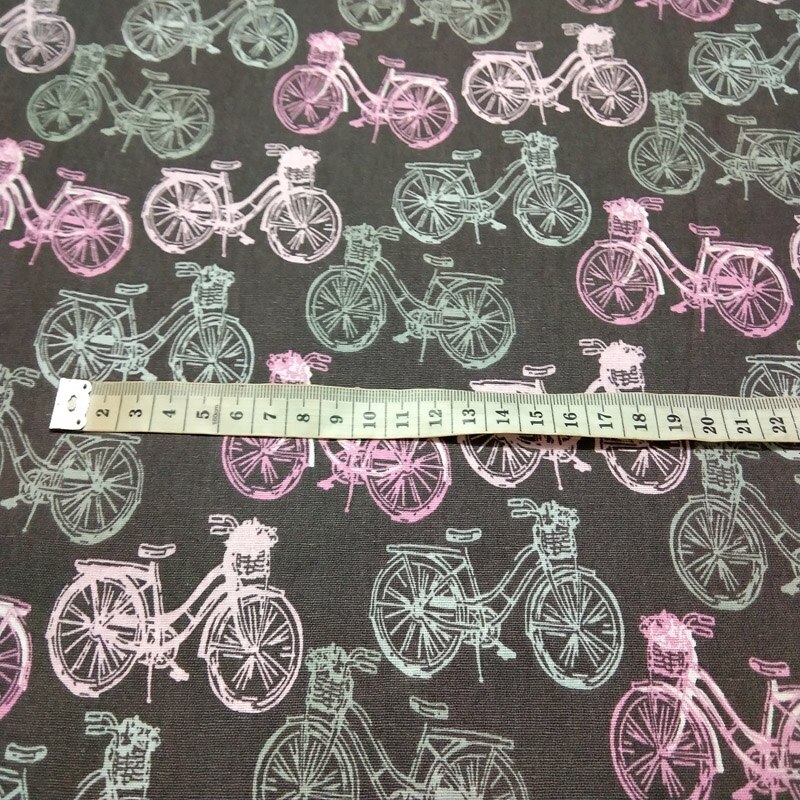 50X105Cm Royal Grijs Roze Fiets Gedrukt Katoen Stof Fiets Stof Patchwork Diy Sedwing Apparel Dress Party Thuis decoratie