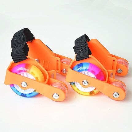 Zapatos de patín de ruedas con luces LED para niños y adultos con ruedas calientes, zapatos de patines de tacón deportivo, patines en línea, ideales como Seba IA33: orange 4 wheels