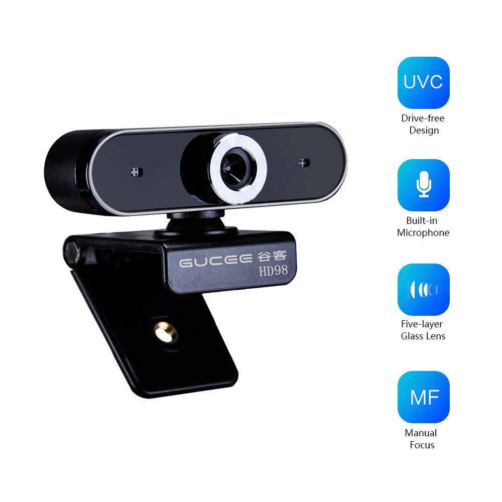 Webcam GUCEE 1080P Webcam messa a fuoco automatica videocamera per Computer videocamera web con microfono videocamera senza unità per conferenze Online per Laptop