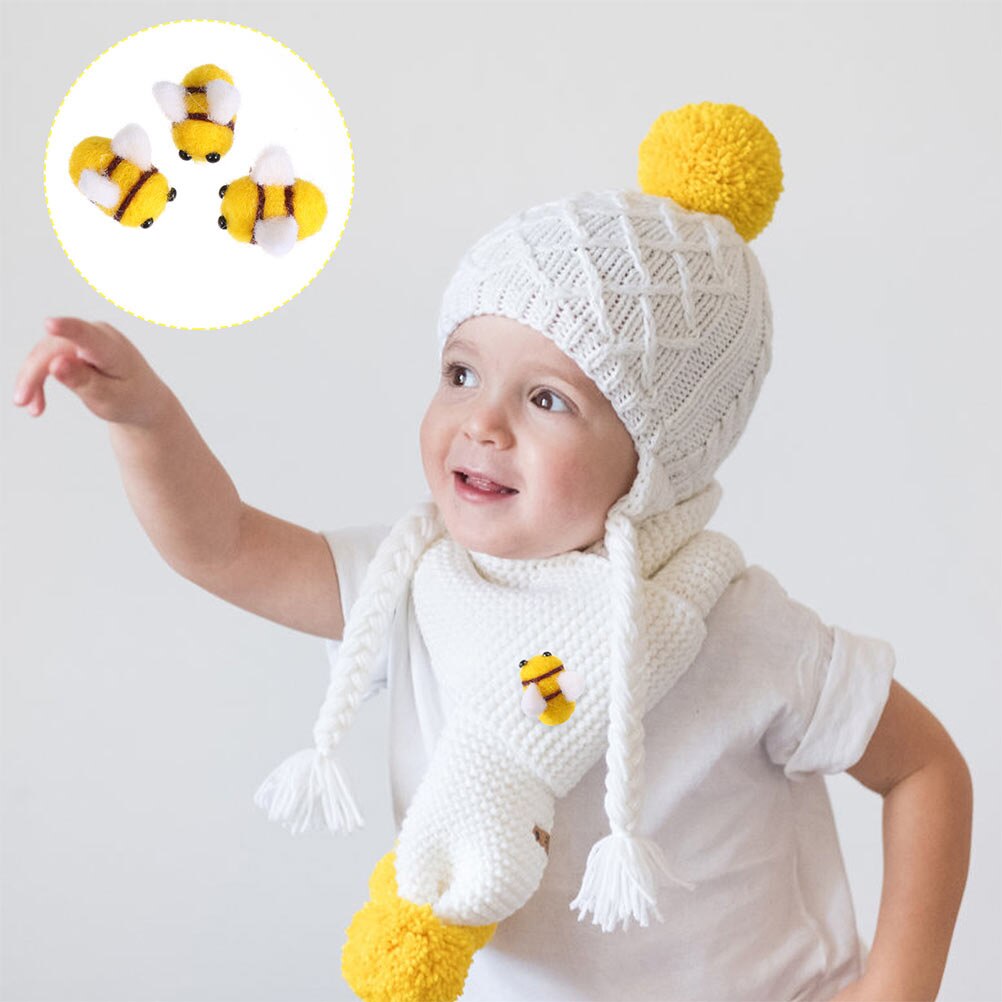5Pcs Wool Felt DIY Small Bee Decor Craft DIY Decoration for Clothes Hat