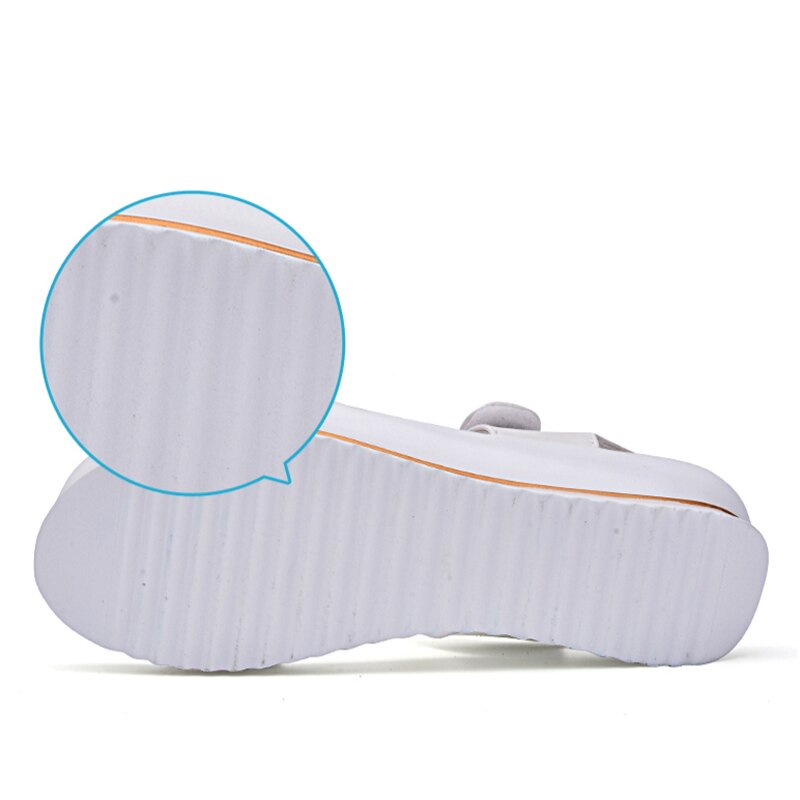 Grote Brand VERKOOP Zomer Vrouwen Sandalen platform hak Lederen metalen Zachte comfortabele Wig schoenen dames casual sandalen wit