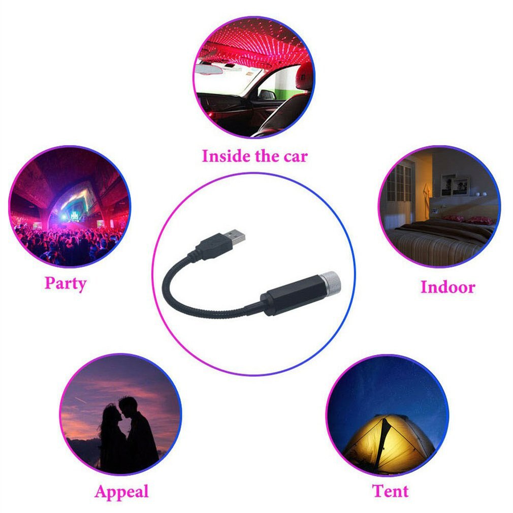 Mini Car Led Roof Star Night Light Projector Star Dome With Usb Decorative Lamp 360 Degree Rotation Flexible Adjustment