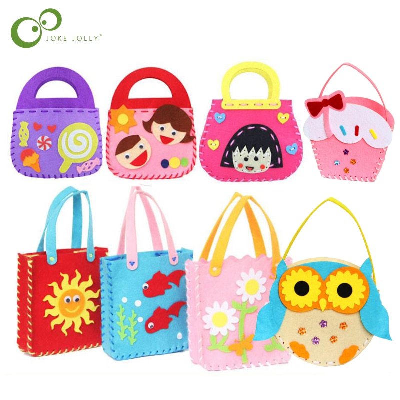 DIY Non-Woven Fabric Hand Bag Handmade toy Cartoon Stereo Paste Arts & Crafts Toys for Kindergarten Baby Children Beginners GYH