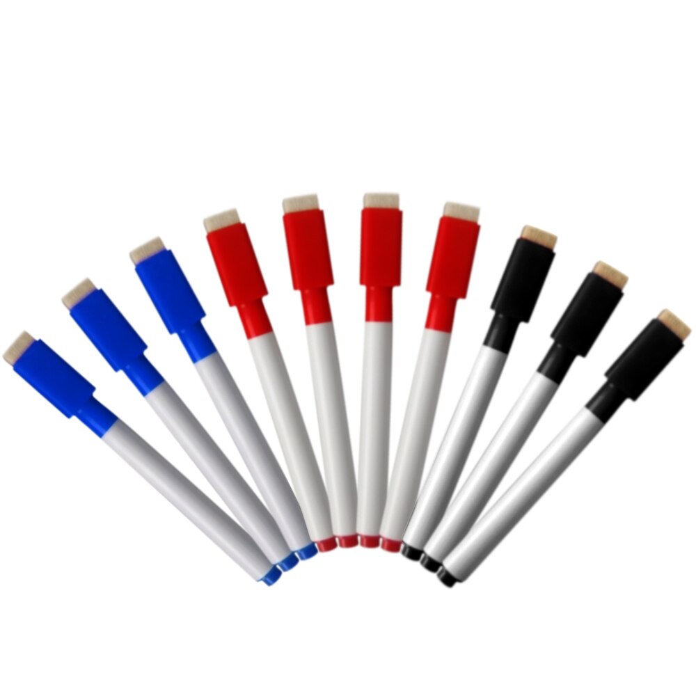 10 stks/set Herschrijfbare Witte Boord Dry Erase Markers Pennen Whiteboard Marker Met Gum Cap Voor School Kantoorbenodigdheden