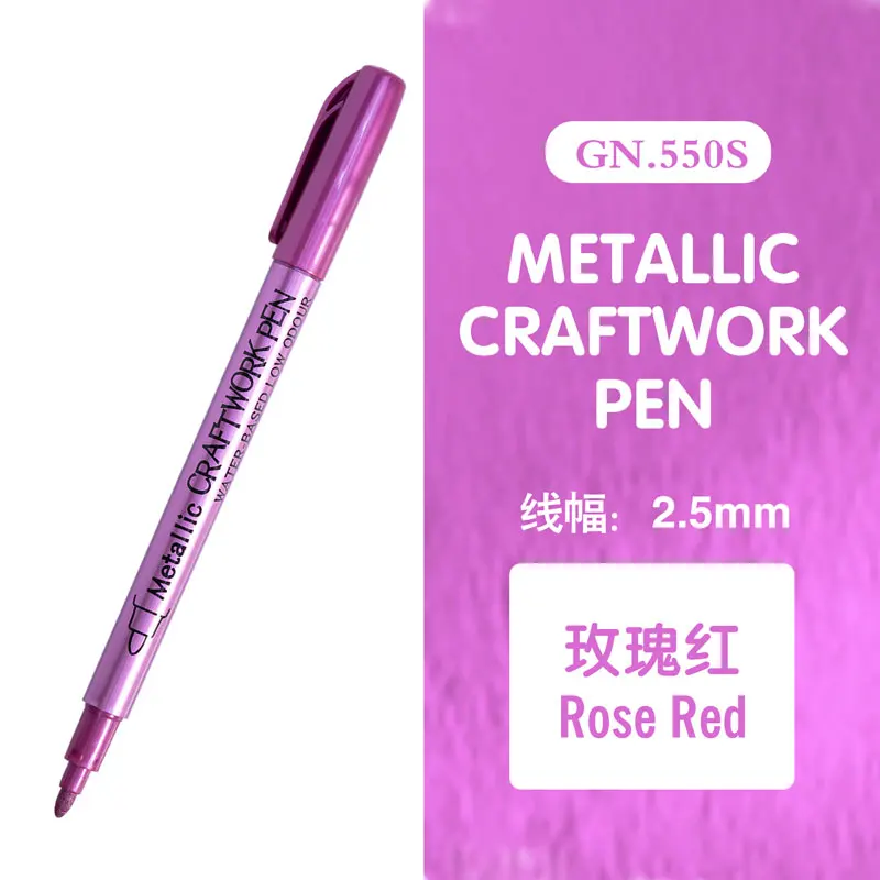 12 Colors Metallic Marker Pen Permanent Art Marker for Manga Crafts Scrapbooking DIY Colorful Pens Stationery Art Supplies