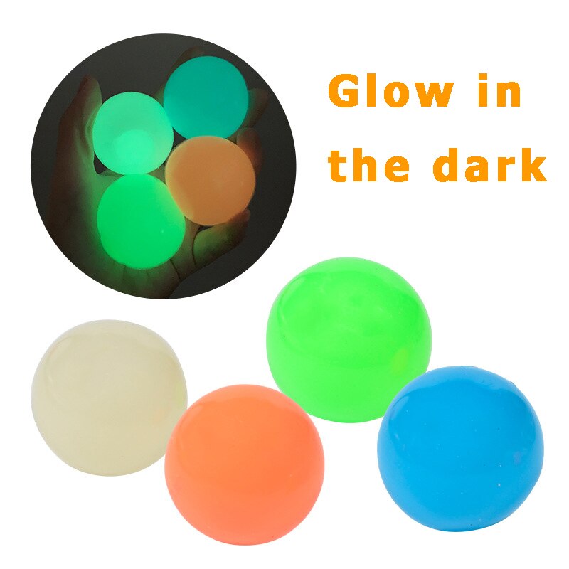 6Cm Vangst Gooien Glow In The Dark Speelgoed Voor Kinderen Mini Lichtgevende Stok Jongleren Jump Muur Balspelen Sticky squash Zuig Doel: green