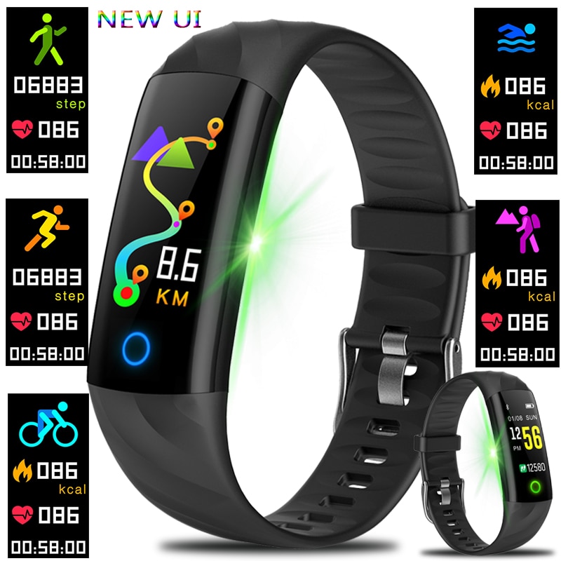 Smart armbånd ure skridttæller pulsmåler blod ilt fitness tracker sportsur svømning vandtæt smart armbånd