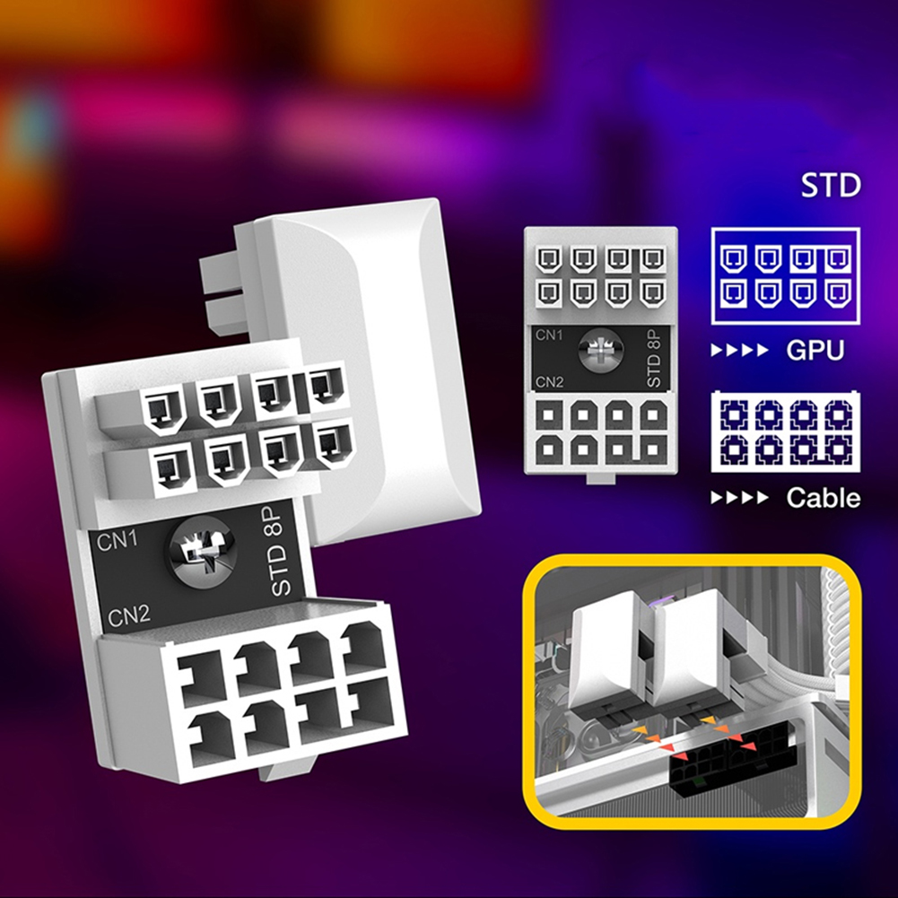 ATX GPU Adapter Elbow Head GPU Power Steering Connector 180 Degree Angled Power Steering Connector for Desktop Video Card GPU