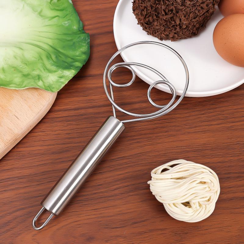 Batidor de masa danés de acero inoxidable, batidor de harina, batidor de masa de cocina, mezclador, herramientas para hacer pan para hornear pasteles y Pizza