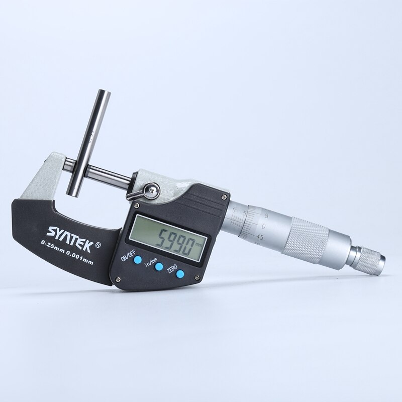Syntek 0.001mm Electronic Outside Micrometer 0-25mm Digital Micrometro Caliper Gauge Meter Carbide Tip Micrometers Measure Tools