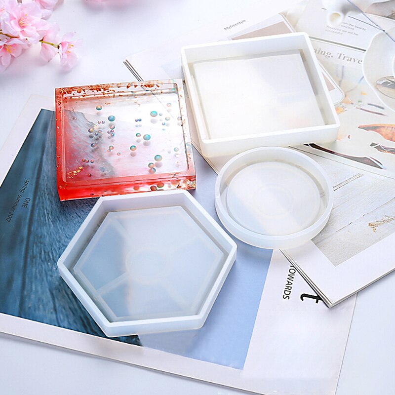 1pcs Coaster Resin Silicone Cup Mat Pad Mold Jewelry Making Epoxy Mould Tool Craft