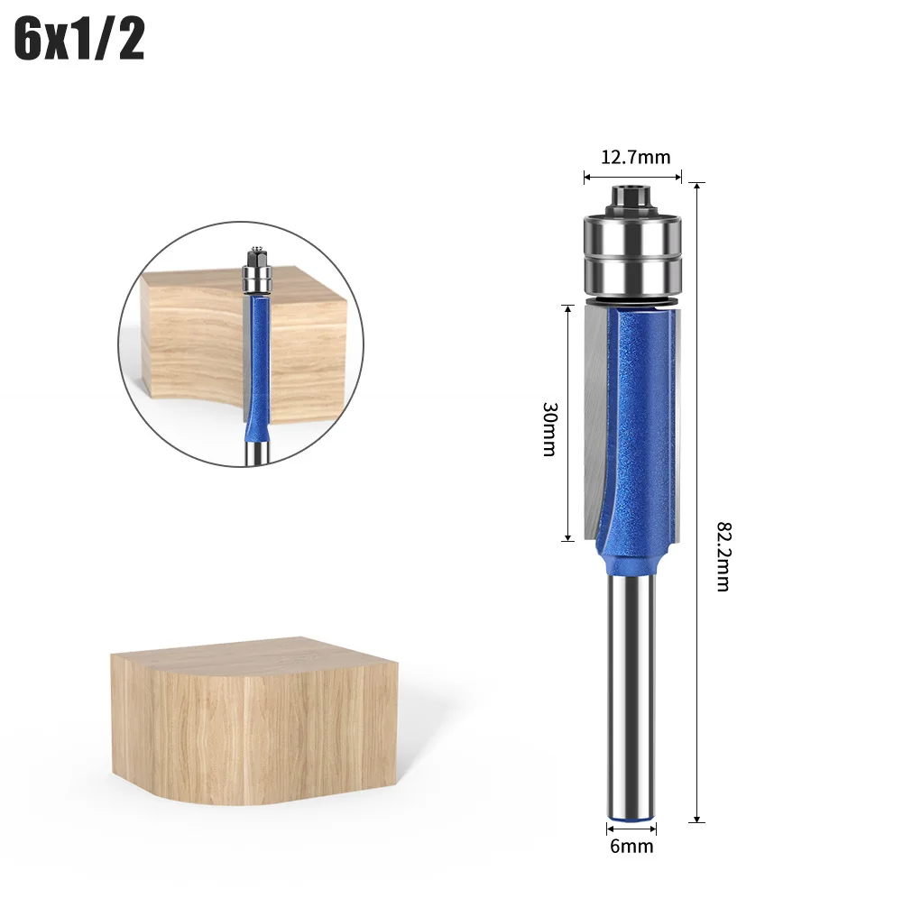 6mm Biaxiale Trimmen Tool Dubbele Lager Carbide Flush Trim Router Bit voor houtsnijwerk Cutter Frees Houtbewerking gereedschap: 5.5MM
