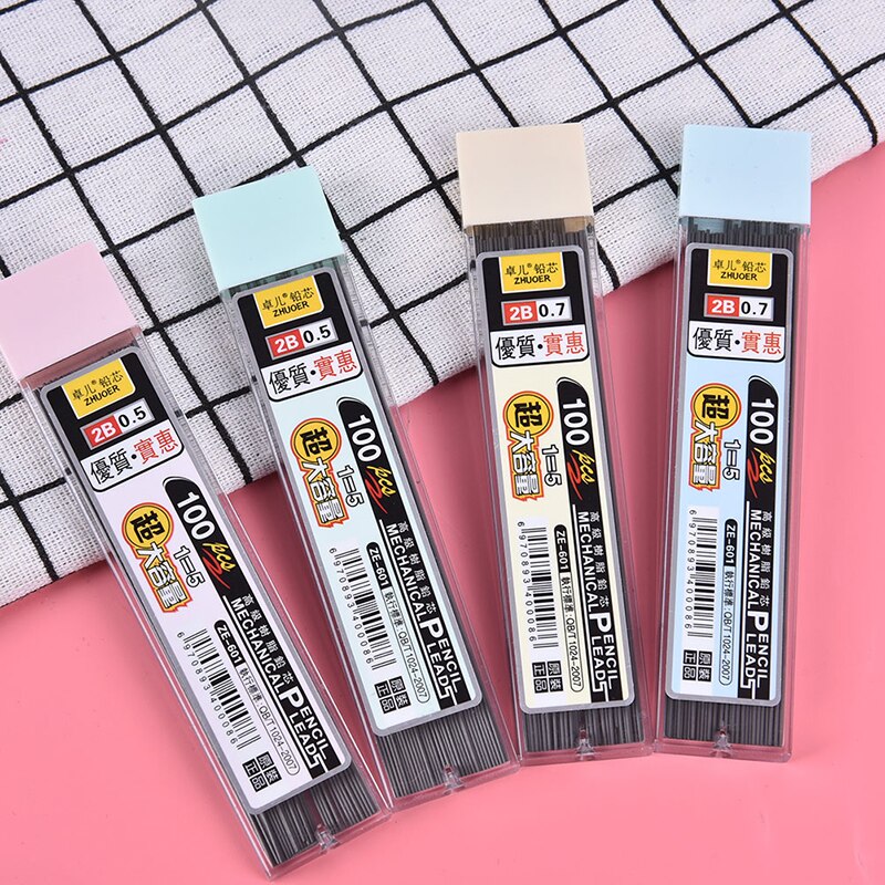 100Pcs/Box Mechanical Pencil Lead 0.5mm/0.7mm 2B Pencil Rod Automatic Pencil Lead Refill School Art Sketch Drawing Supplies