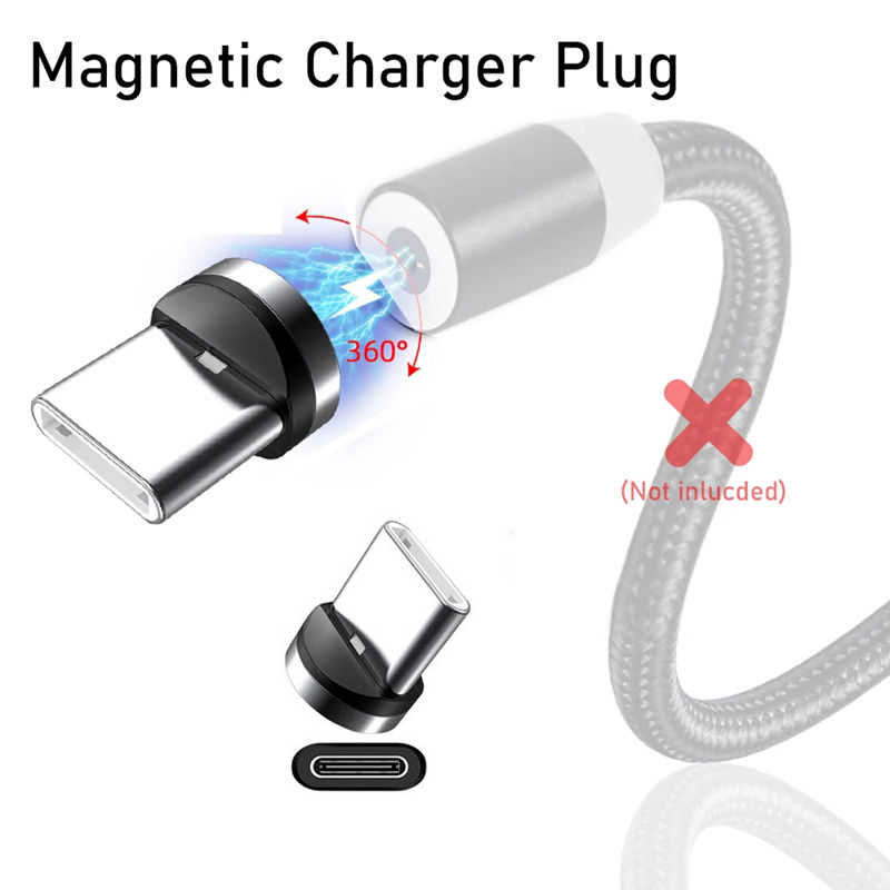 1/2/5 Pcs USB Type C Magnetic Tips Plug Mobile Cell Phone Adapter For Replacement 360° Degree Rotation Converter Cable Connector