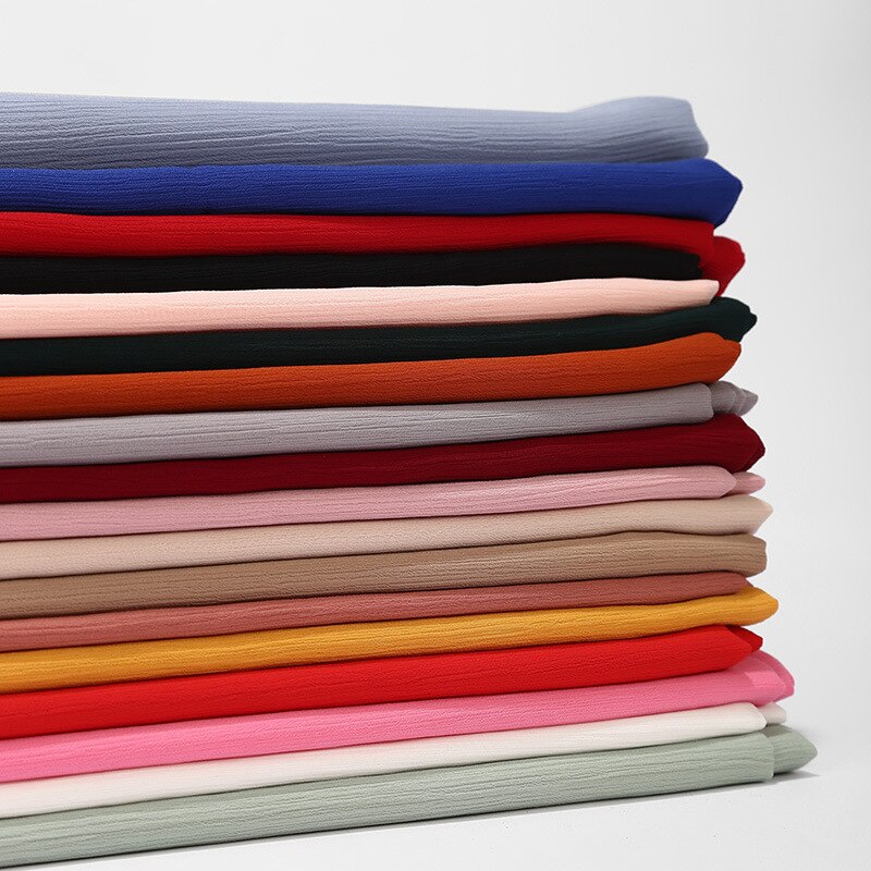 Chiffon tørklæde turban kvinder ensfarvet bobleplast print ensfarvet sjal turban naturlig rynke muslimsk tørklæde