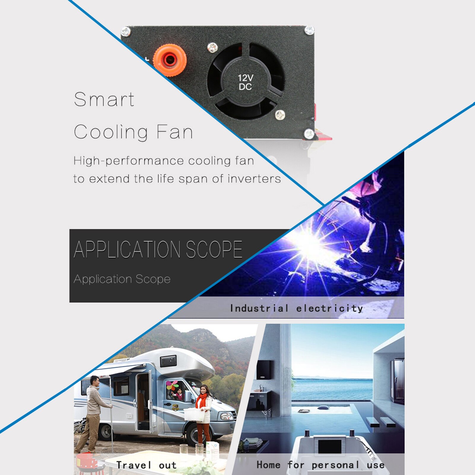 Voltage Converter 500W 1000W 12V 240V Inverter USB Power Inverter with 1 Socket and LCD Display