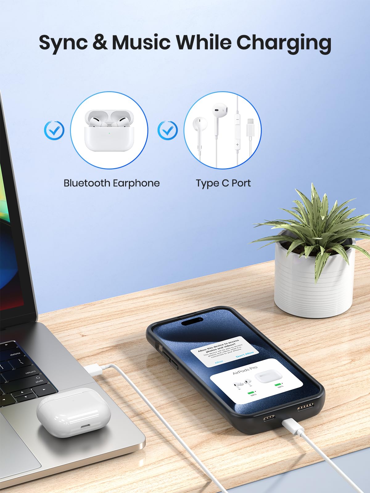 10000mAh Draadloze Batterij Oplader Case voor iPhone 15/15Pro/15 Pro Max Plus Draagbare Dunne Power Bank cover Batterij