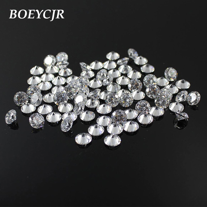 BOEYCJR 2 stks/partij 0.1ct 3mm D Kleur Ronde Briljant Geslepen Moissanite Losse Stenen VVS1 3E Uitstekende Cut Sieraden Maken steen