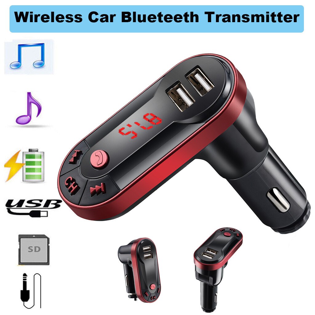 Draadloze Handsfree Carkit Dual Usb-poort Quick Charger Led Dispaly MP3 Speler Draadloze Bluetooth Auto Fm-zender # T