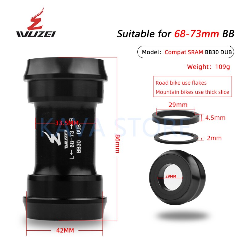 Support de pédalier fileté pour vtt SRAM, BB30 BB386 BB91 PF30 DUB 24/29mm, BB 68/73mm: BB30 DUB