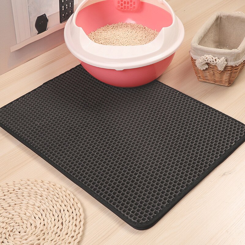 Cat Litter Mat EVA Waterproof Cat Litter Trapping Pets Mat Pad Large Flexible Trapping: Dark Grey / 55x75cm