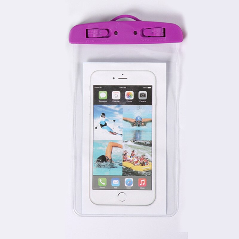 Waterproof Mobile Phone Case For iPhone X Xs Max Xr 8 7 Samsung S9 Clear PVC Sealed Underwater Cell Smart Phone Dry Pouch Cover: Purple