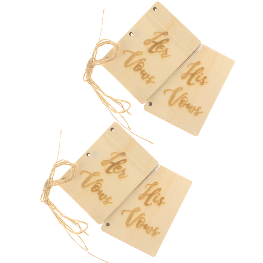 4 Uds./2 Sets de libros de votos de novio de la novia manual de madera cuaderno de voto para el compromiso del diario de la boda (Beige)