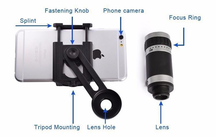 Universal sæt telefon kamera 8x objektiv zoom telefoto linser teleskop med klip mobil stativ telefon holder til mobiltelefon  r20