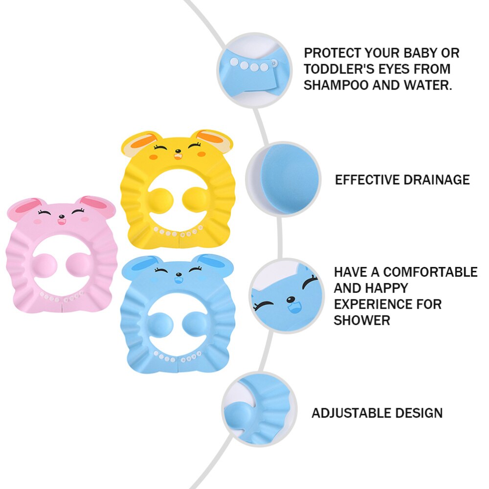 3 szt. Kąpiel dla dzieci kapelusz szampon dla dzieci kapelusz czepek kąpielowy dla szamponu dla niemowląt prysznic dla dzieci