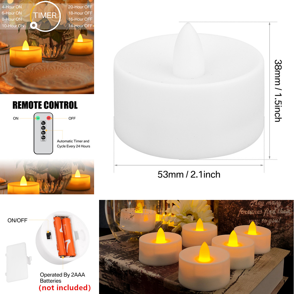 12/24 Stück flammenlose LED-Kerze mit/ohne Fernbedienung, Beleuchtung, flackernde Flamme, Teelicht für Halloween, Weihnachten, Heimdekoration