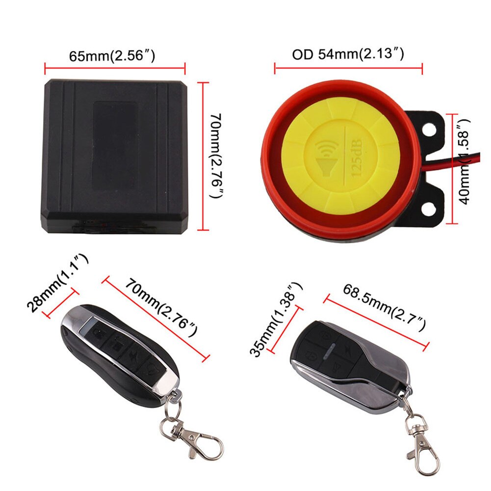 Motorcycle Motorbike Anti-Theft Security Alarm Warning System Remote Control Set device Parts