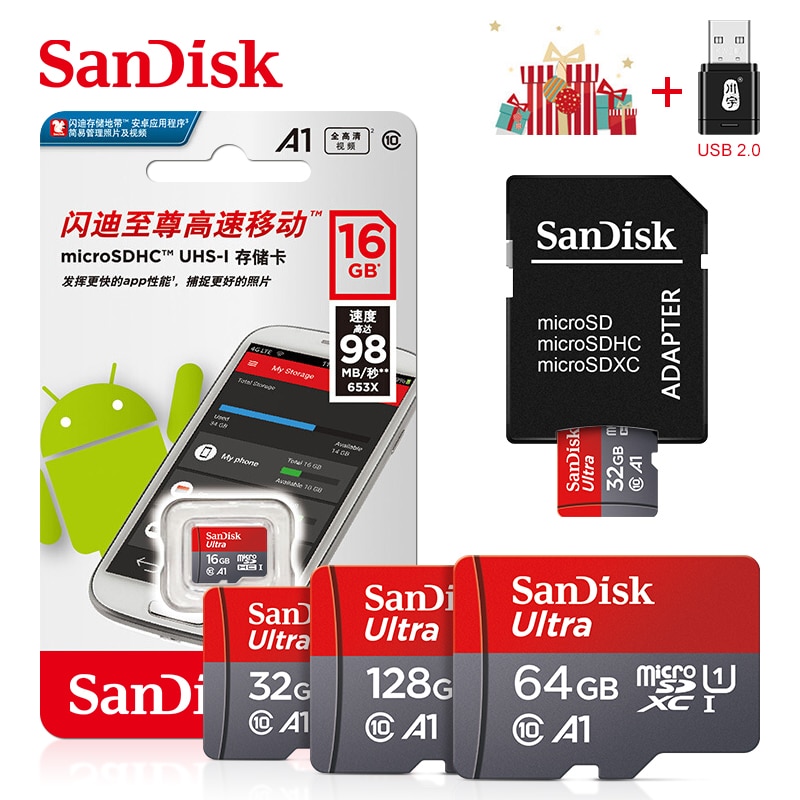 Sandisk Ultra Mikro SD 128 GB 32GB 64GB 256GB 16G 400GB Mikro SD Karte SD/TF-Karte Speicher Karte 32 64 128 gb microSD für Telefon