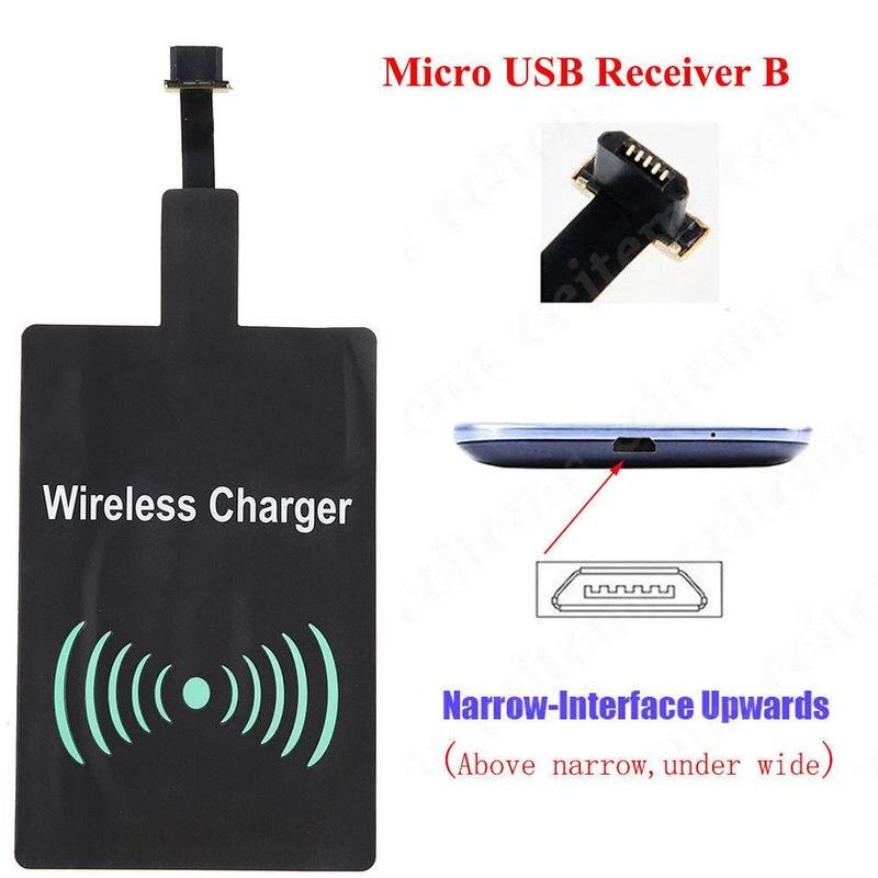 Wireless Qi Induction Charger Receiver Charging Adapter 7 IQ Dock huawei Pad For iphone 5 6 TypeC Connector Samsung USB Mic N2D8: Android ReceiverB