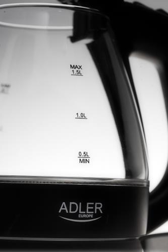 Adler Ad-1224 Ad 1224-Waterkoker, 1,5 Liter, Zwart, 2000 W, 1.5 Liter, 0 Decibel, Crystal