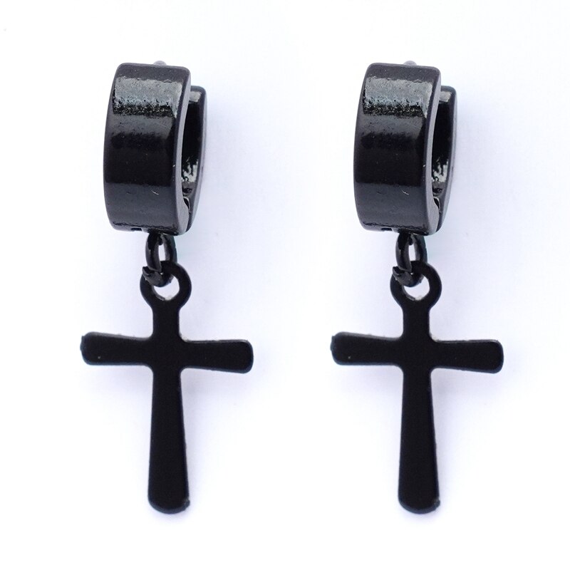 ESSFF-pendientes de acero inoxidable para mujer y hombre, aretes colgantes de Cruz Punk Rock, 14 estilos, joyería gótica,: BE0022