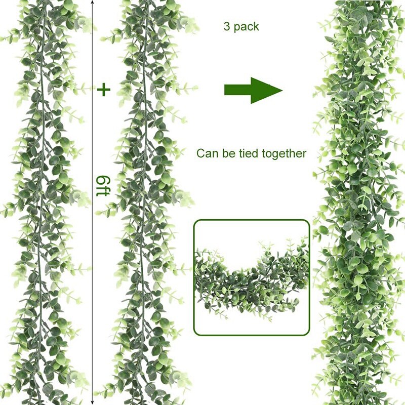 2 Pièces Guirlande D'eucalyptus Artificielle Fausses Feuilles D Vigne Deucalyptus Guirlande De Feuilles Vertes Faites La Main Pour La Maison De Mariage 69449943