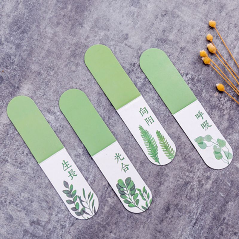 4pcs/set Green Plant Magnetic Bookmark Book Marker Page Clip Office Supplies Student Stationery Souvenir Collection Kids