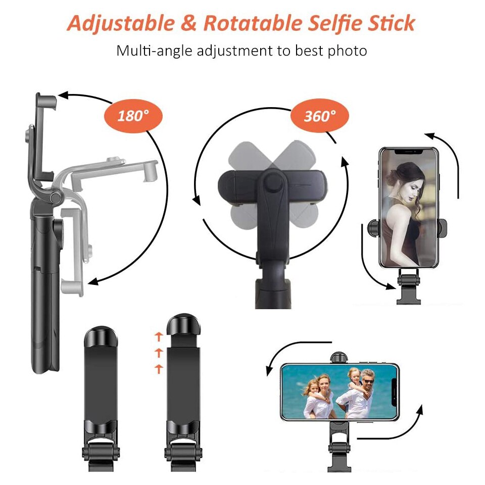 Selfie stick med stativ stander bluetooth fjernbetjening mobiltelefon selfie stick holder til iphone/huawei smartphone live foto